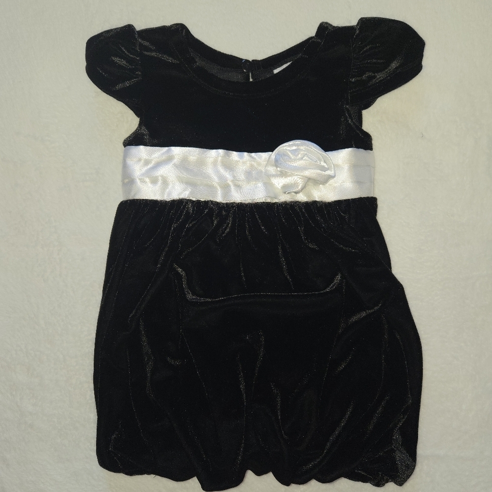 Sweet Heart Roses 18M Velvet Balloon Dress Satin Sash & Rose Posh Vintage Baby